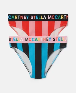2 Pack Of Striped Logo Tape Briefs