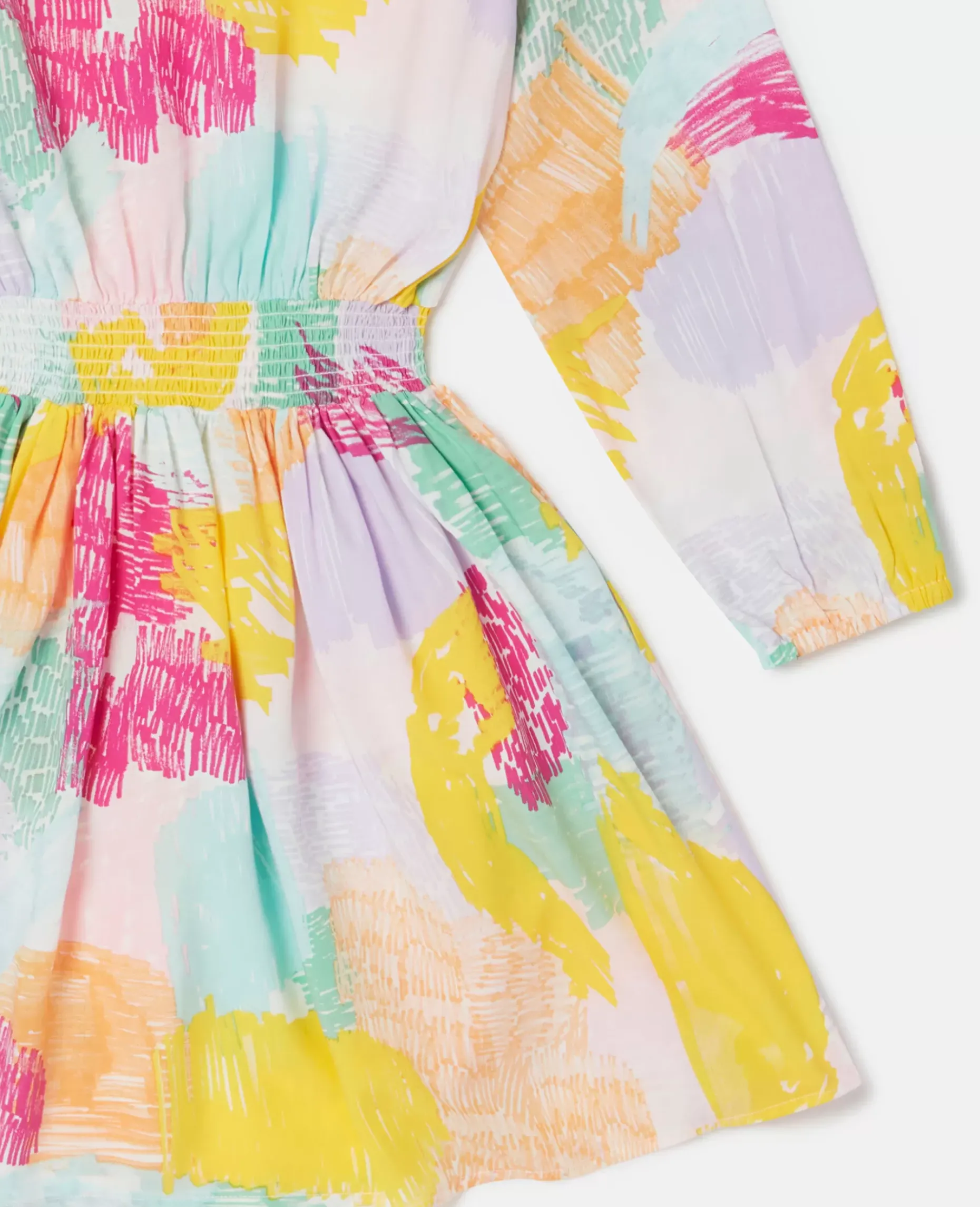 Abstract Doodle Print Ruffle Skater Dress