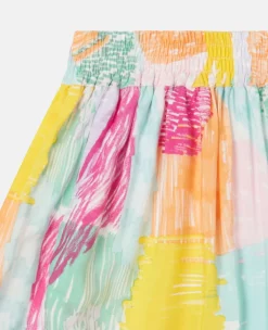 Abstract Doodle Print Ruffle Skater Skirt