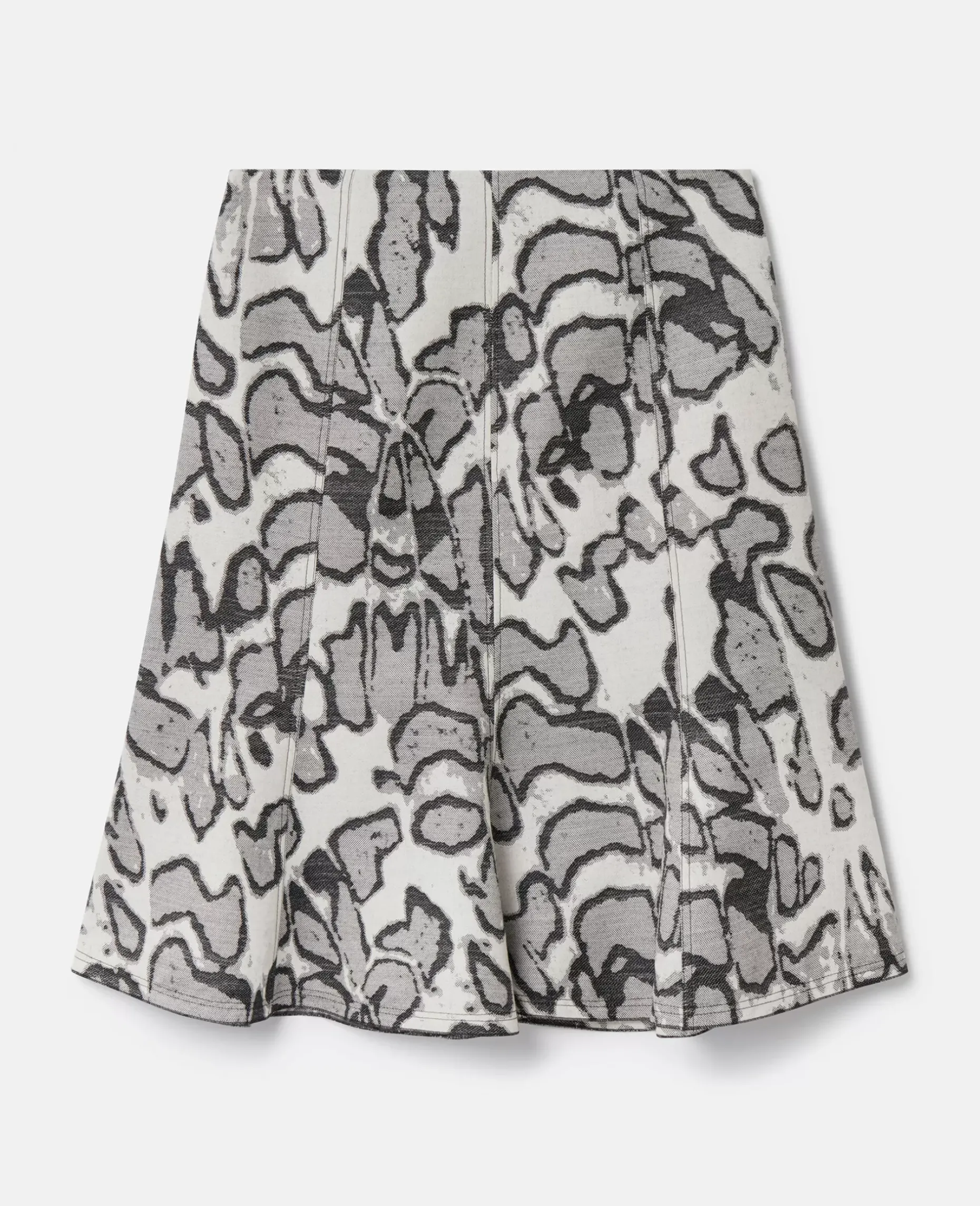 Abstract Moth Jacquard Belted Skirt