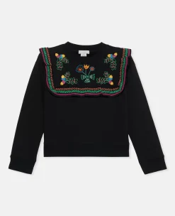 Acorn Embroidery Collared Sweatshirt
