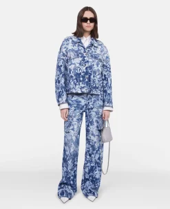 Animal Forest Print Cargo Jeans