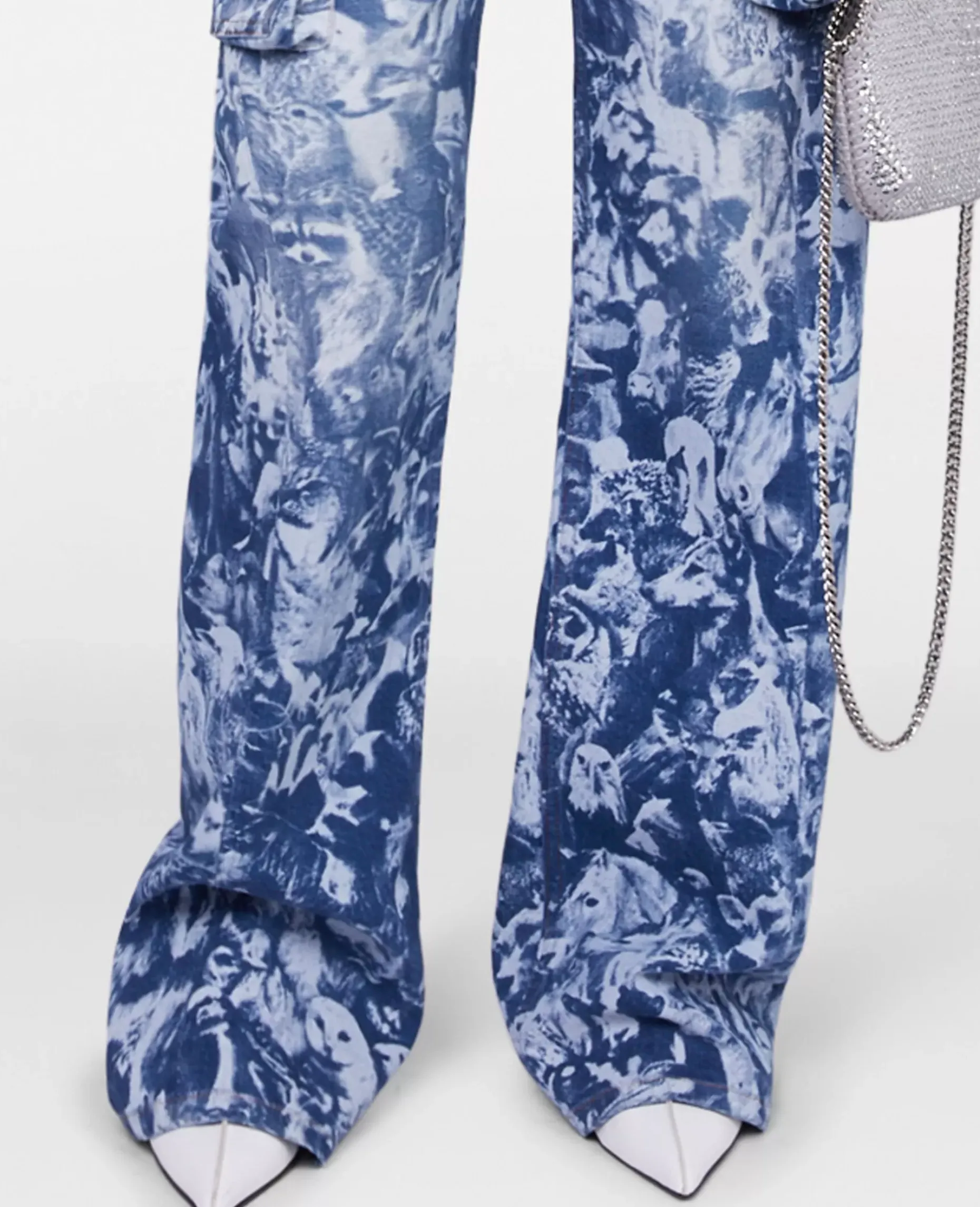 Animal Forest Print Cargo Jeans