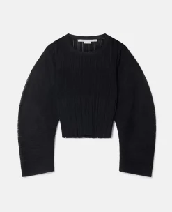 Banana Sleeve Plisse Pleat Knit Top