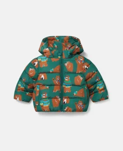 Bear Print Puffer Coat