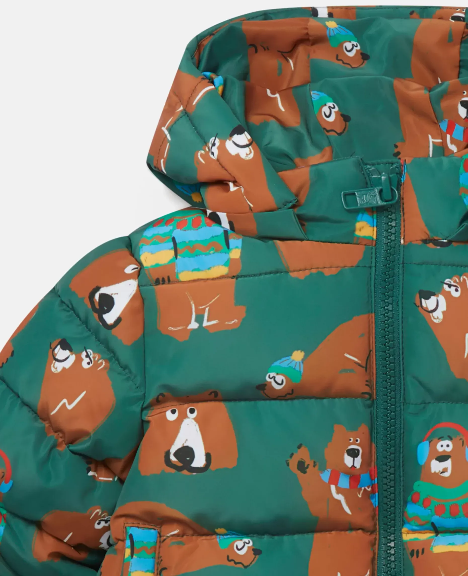 Bear Print Puffer Coat