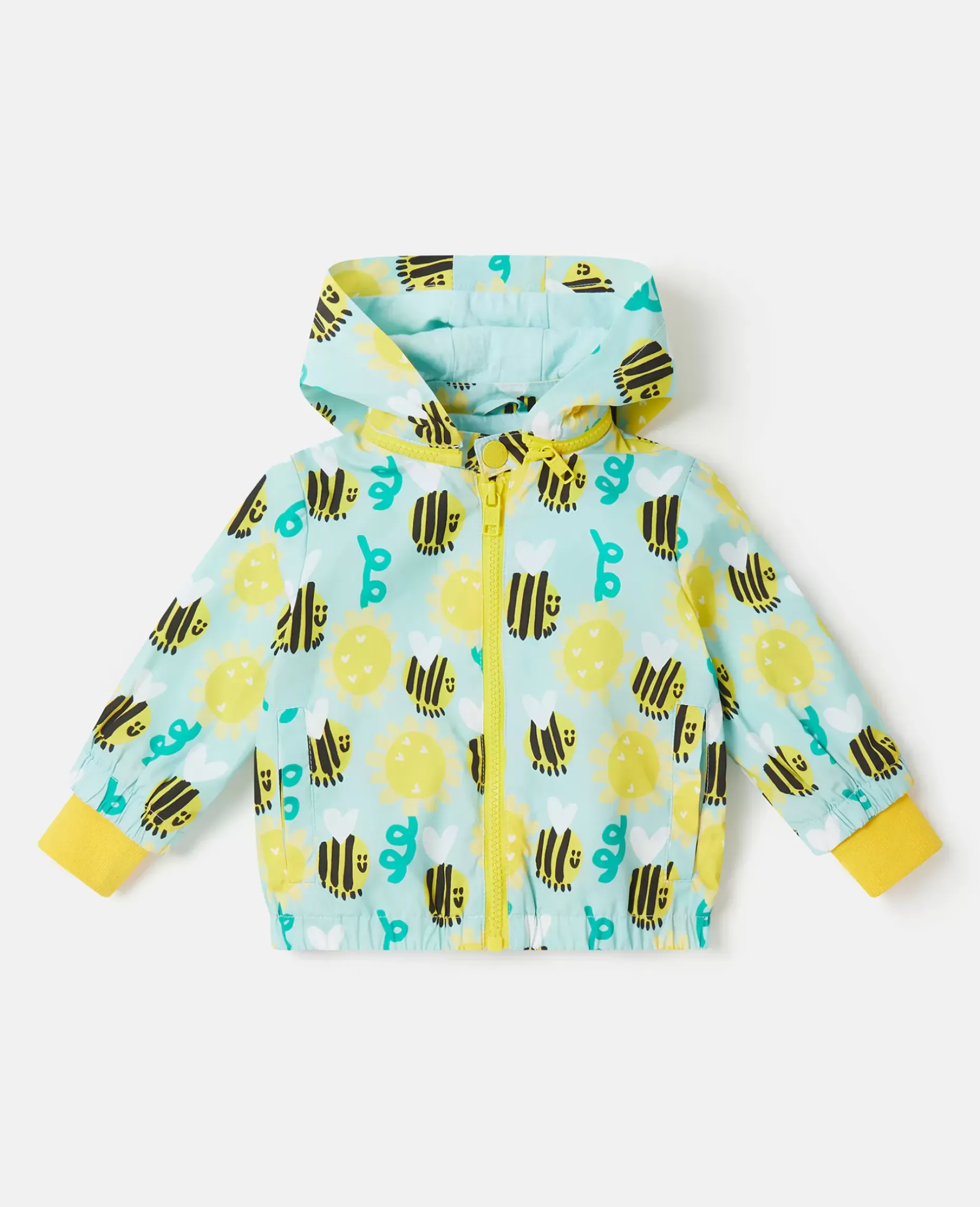Bumblebee Sunflower Print Hooded Jacket
