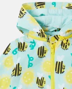 Bumblebee Sunflower Print Hooded Jacket
