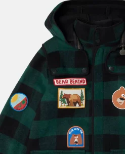 Checked Badge Overcoat
