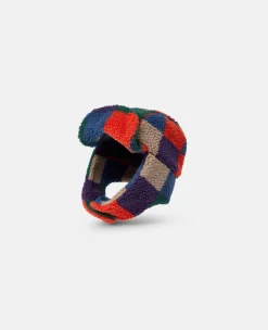 Checkerboard Fleece Trapper Hat