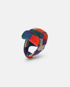 Checkerboard Fleece Trapper Hat