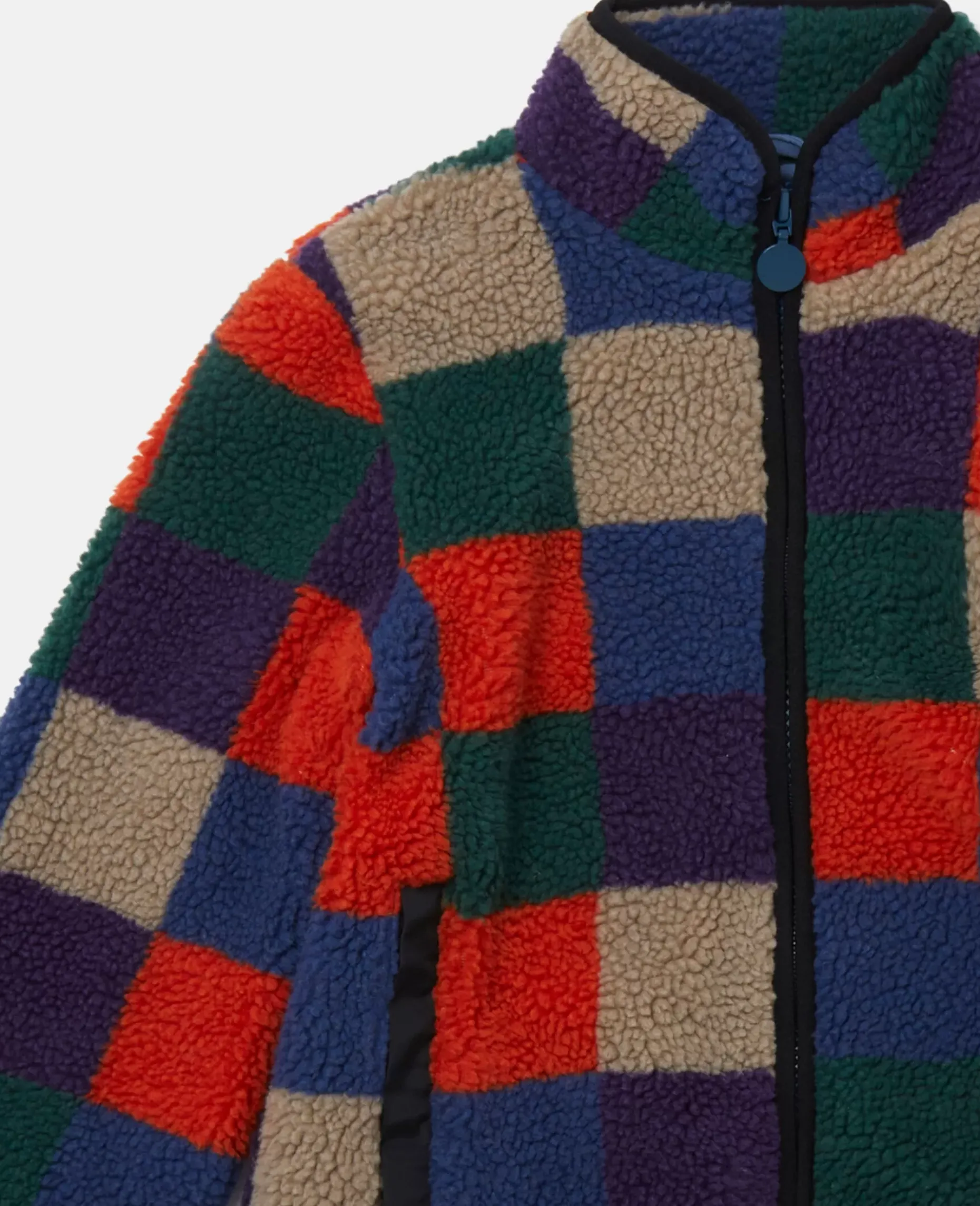 Checkerboard Fleece Zip Jacket