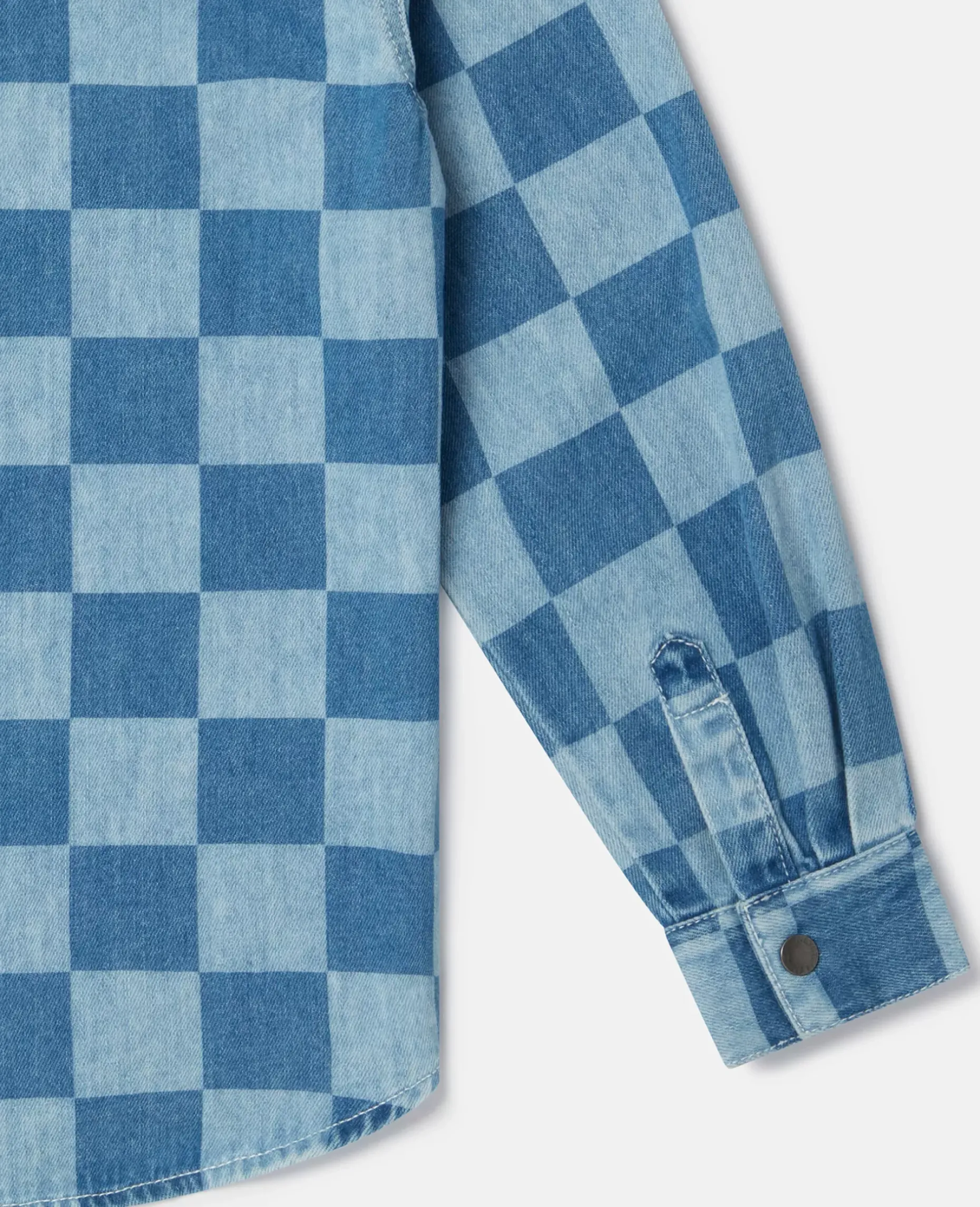 Checkerboard Print Denim Shirt