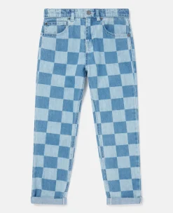 Checkerboard Print Jeans