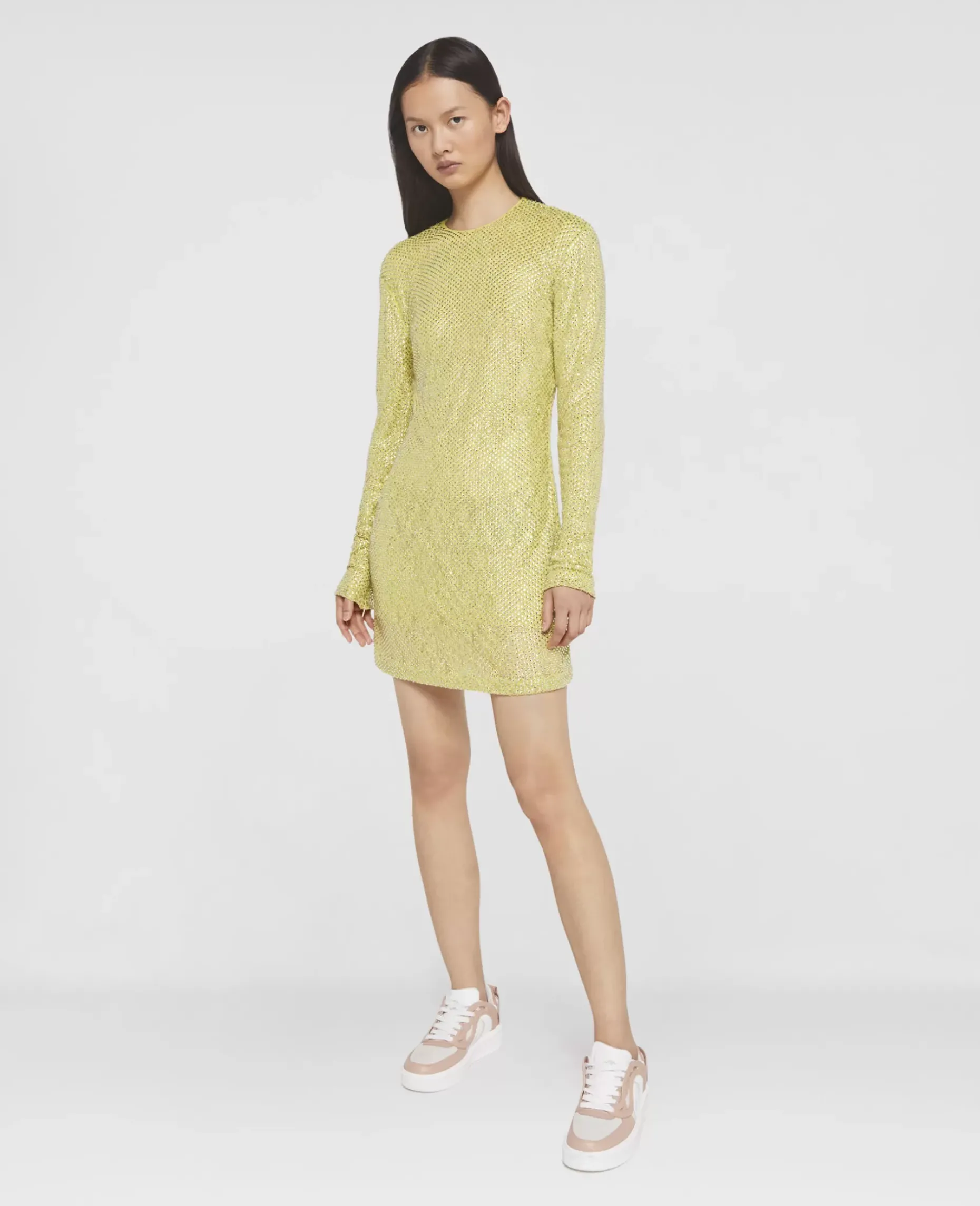 Crystal Lace Long-Sleeved Mini Dress