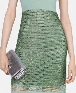 Crystal Panel Satin Slip Dress