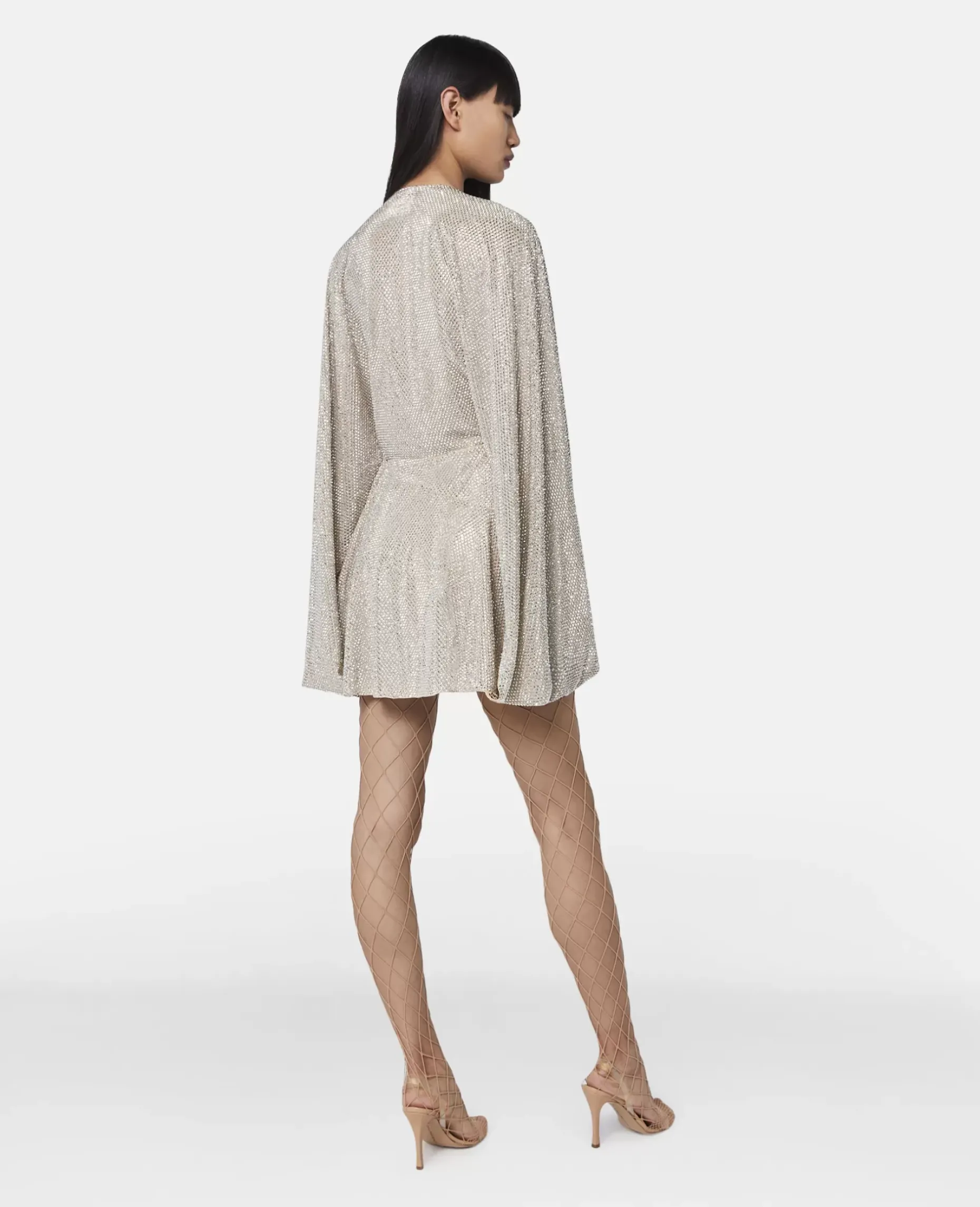 Crystal Strass Silk Cape Mini Dress