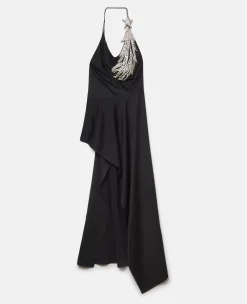 Crystal Strass Star Asymmetric Midi Dress