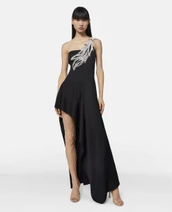 Crystal Strass Star Asymmetric Midi Dress