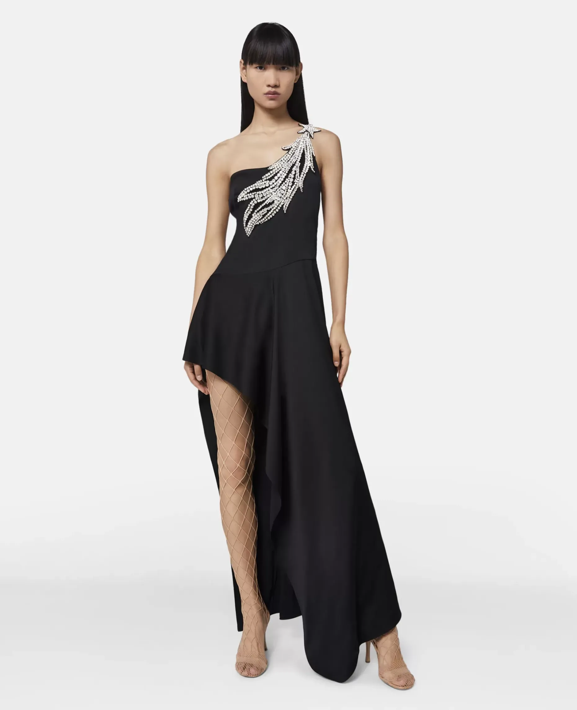 Crystal Strass Star Asymmetric Midi Dress