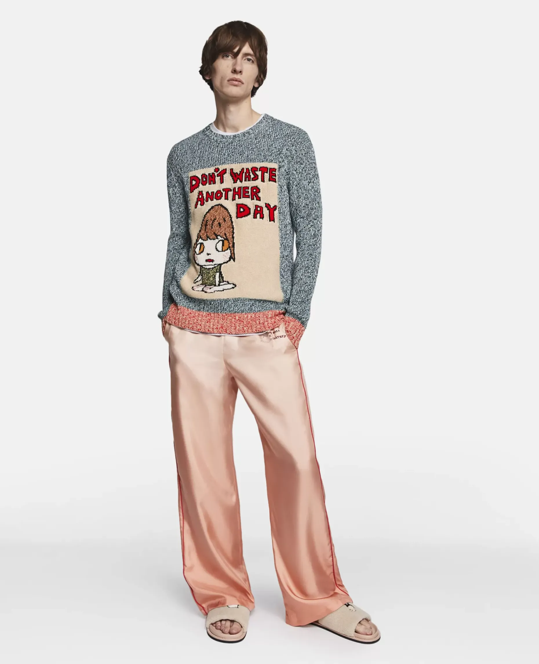 Don'T Waste Another Day' Slogan Cotton Knit Jumper