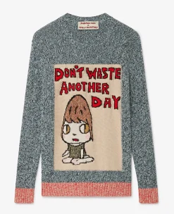 Don'T Waste Another Day' Slogan Cotton Knit Jumper