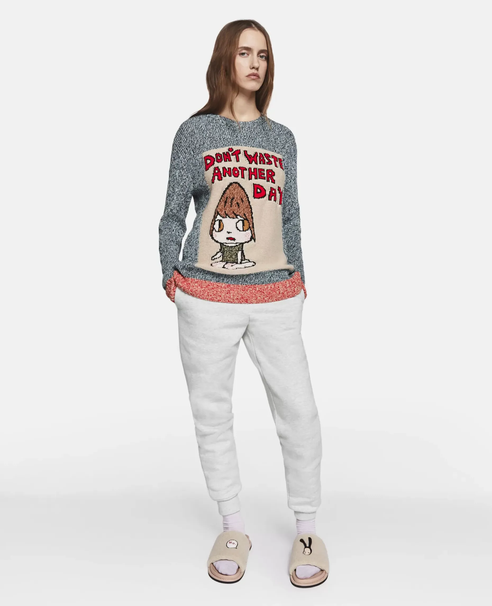 Don'T Waste Another Day' Slogan Cotton Knit Jumper