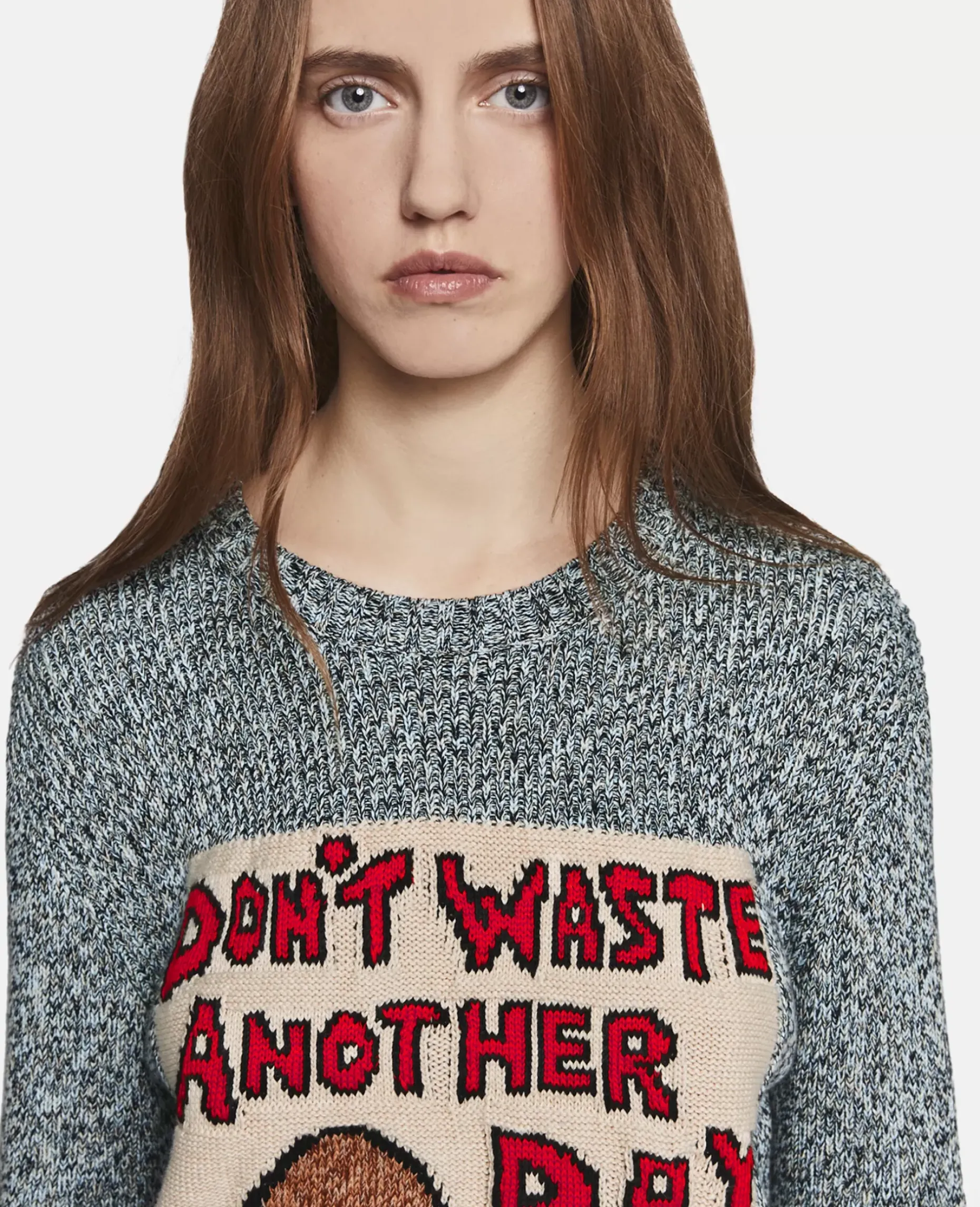 Don'T Waste Another Day' Slogan Cotton Knit Jumper