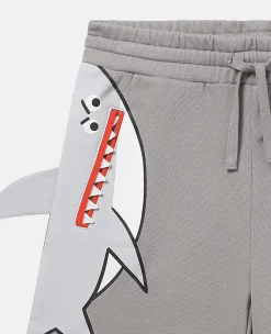 Double Shark Motif Jersey Shorts