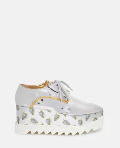 Elyse Strawberry-Print Metallic Platform Shoes