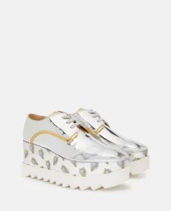 Elyse Strawberry-Print Metallic Platform Shoes