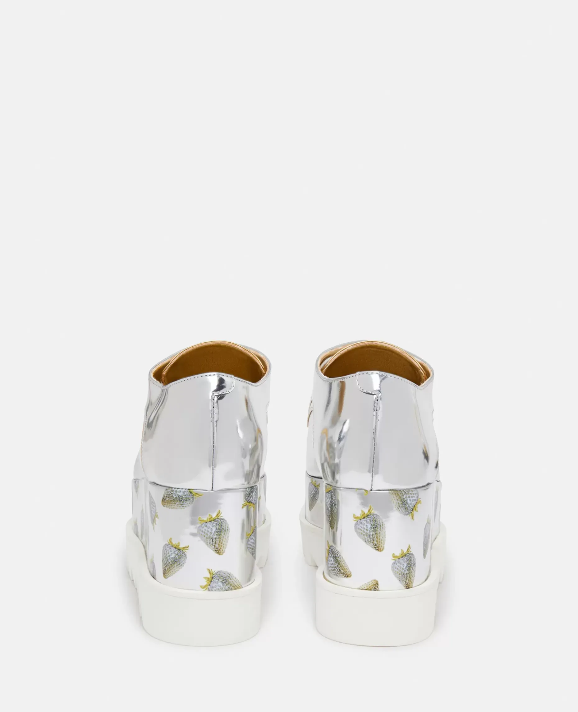 Elyse Strawberry-Print Metallic Platform Shoes