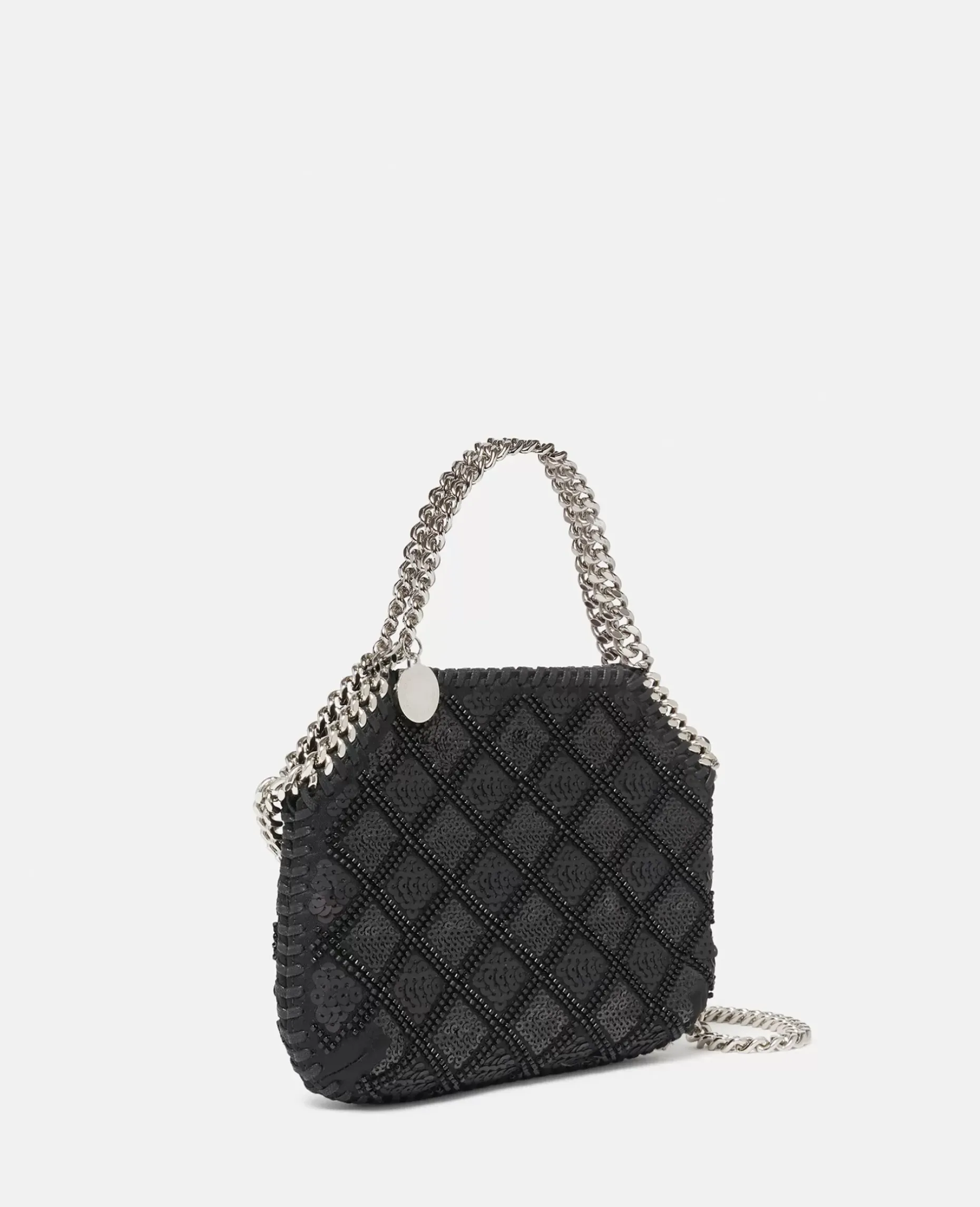 Falabella Checked Sequin Embroidery Evening Tote Bag