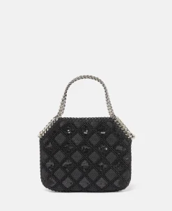Falabella Checked Sequin Embroidery Evening Tote Bag
