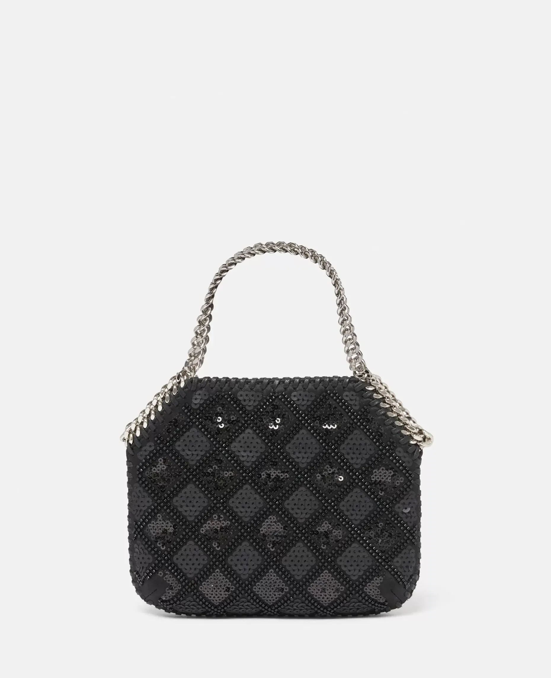 Falabella Checked Sequin Embroidery Evening Tote Bag