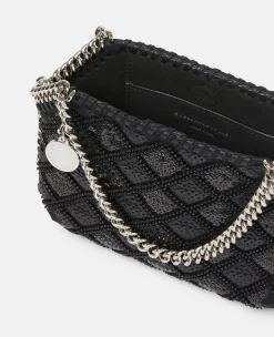 Falabella Checked Sequin Embroidery Evening Tote Bag