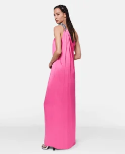 Falabella Crystal Chain Double Satin One-Shoulder Gown