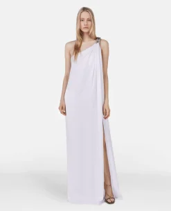 Falabella Crystal Chain Double Satin One-Shoulder Gown