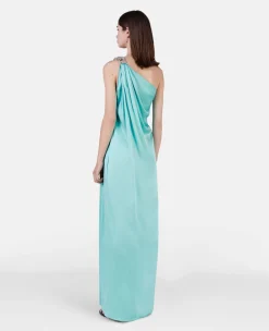 Falabella Crystal Chain Double Satin One-Shoulder Gown