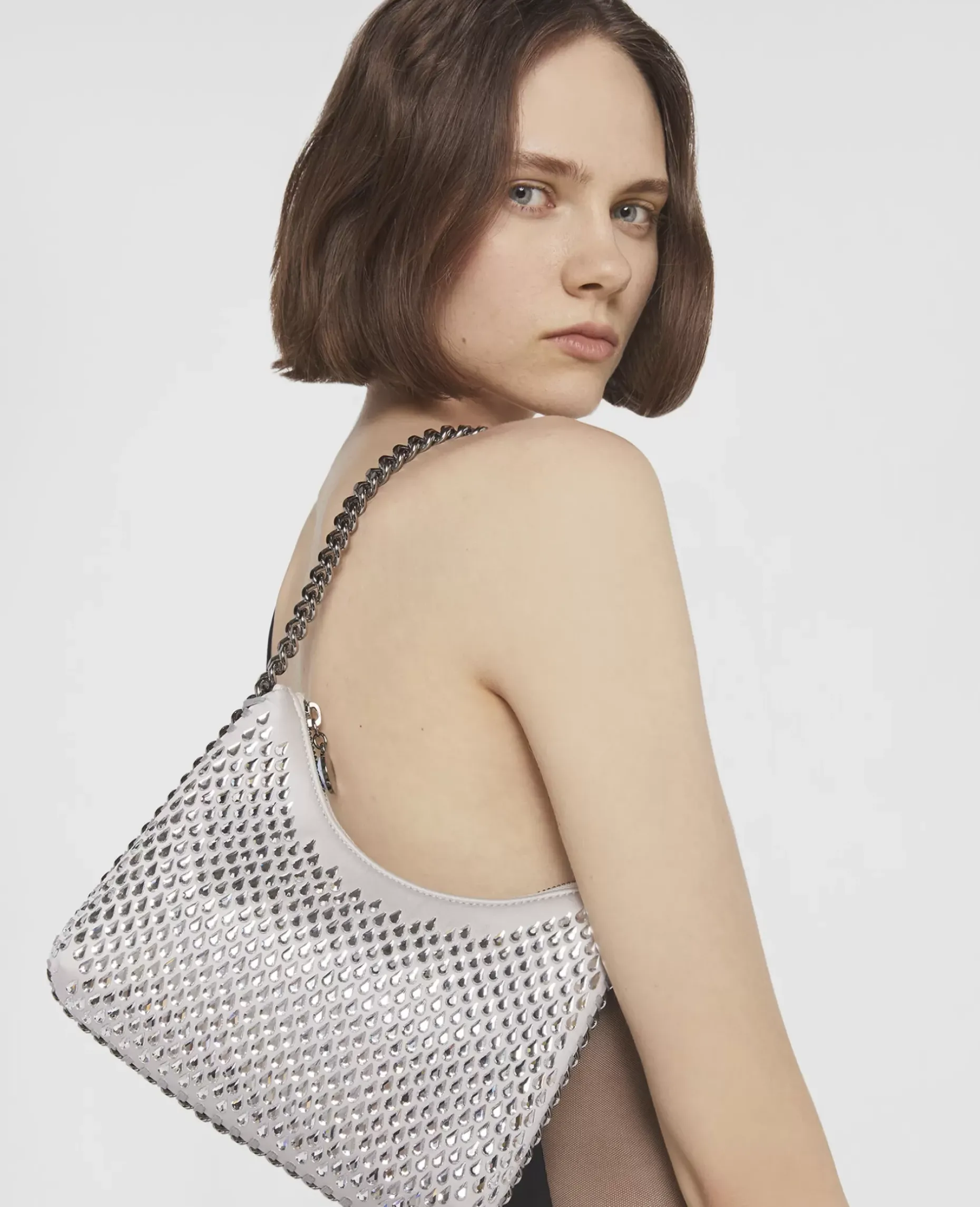 Falabella Crystal Mesh Mini Zipped Shoulder Bag