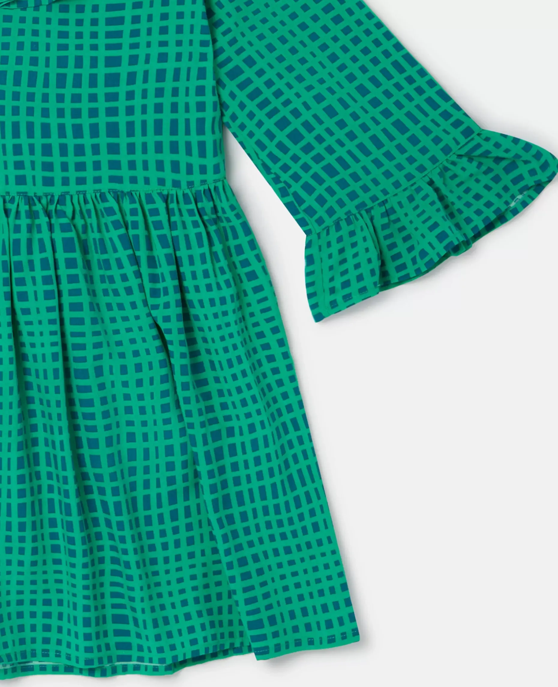Folk Flower Check Print Collared Dress
