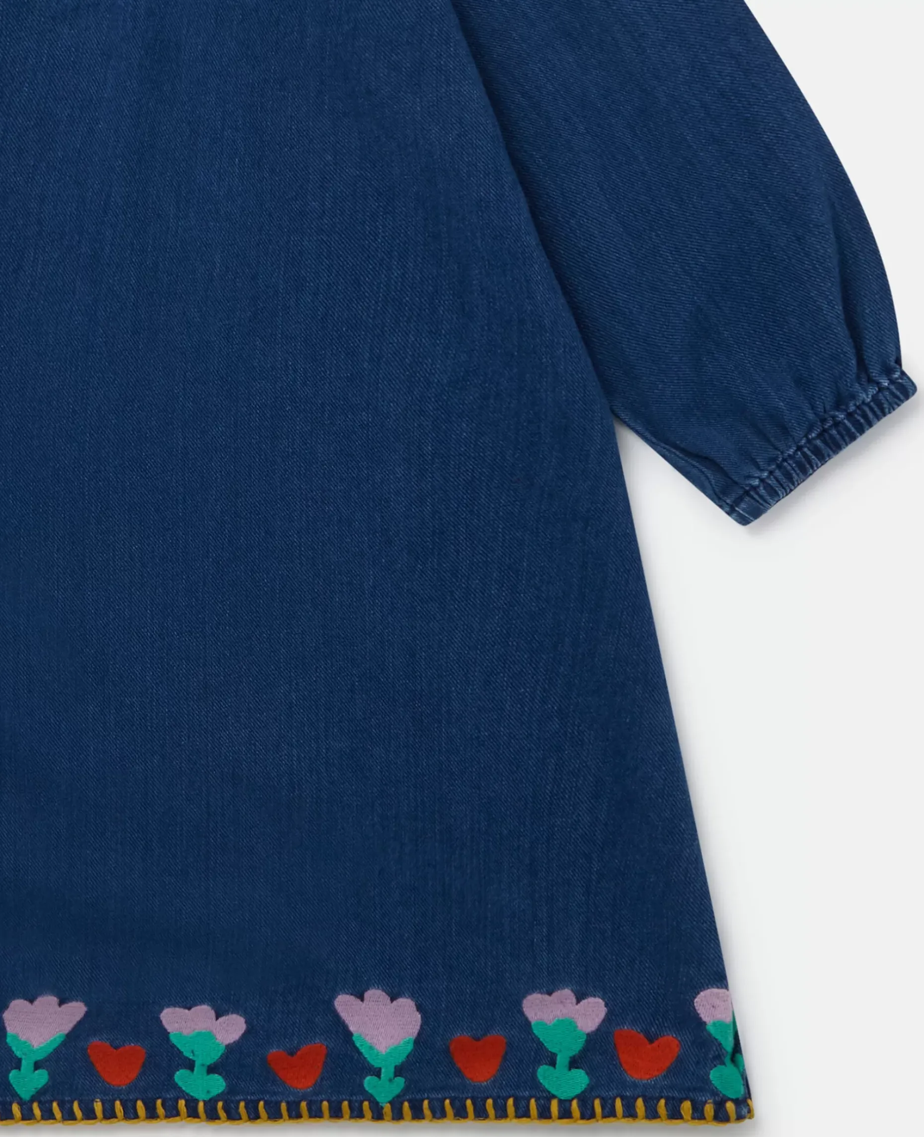 Folk Flower Embroidered Collared Dress
