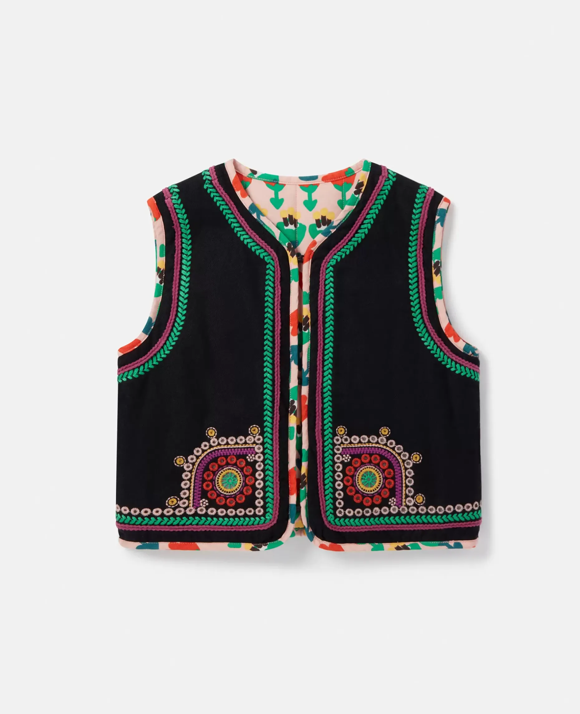 Folk Flower Embroidery Vest