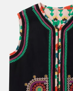 Folk Flower Embroidery Vest
