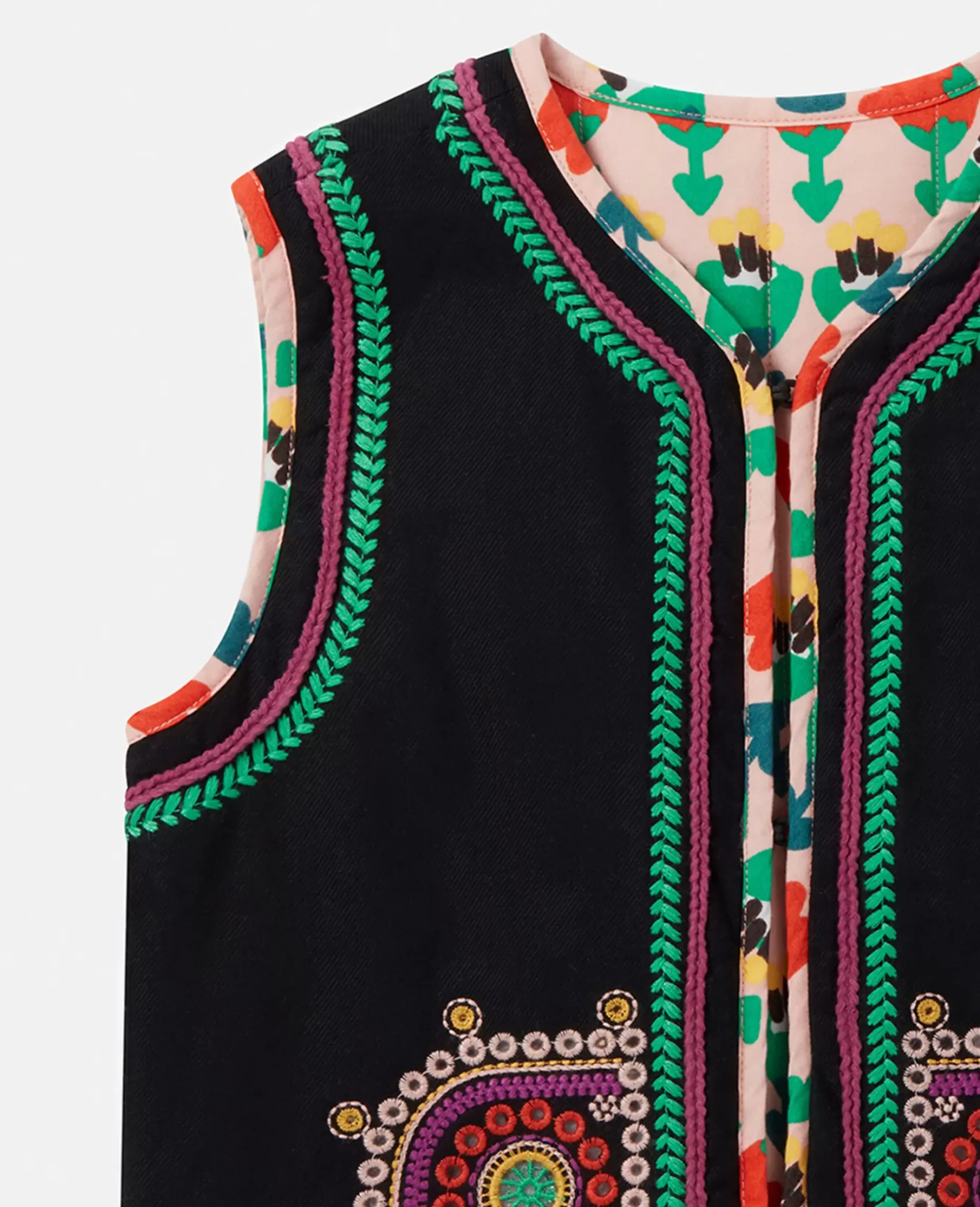 Folk Flower Embroidery Vest