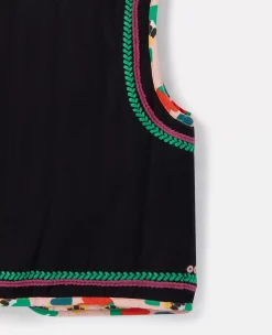 Folk Flower Embroidery Vest