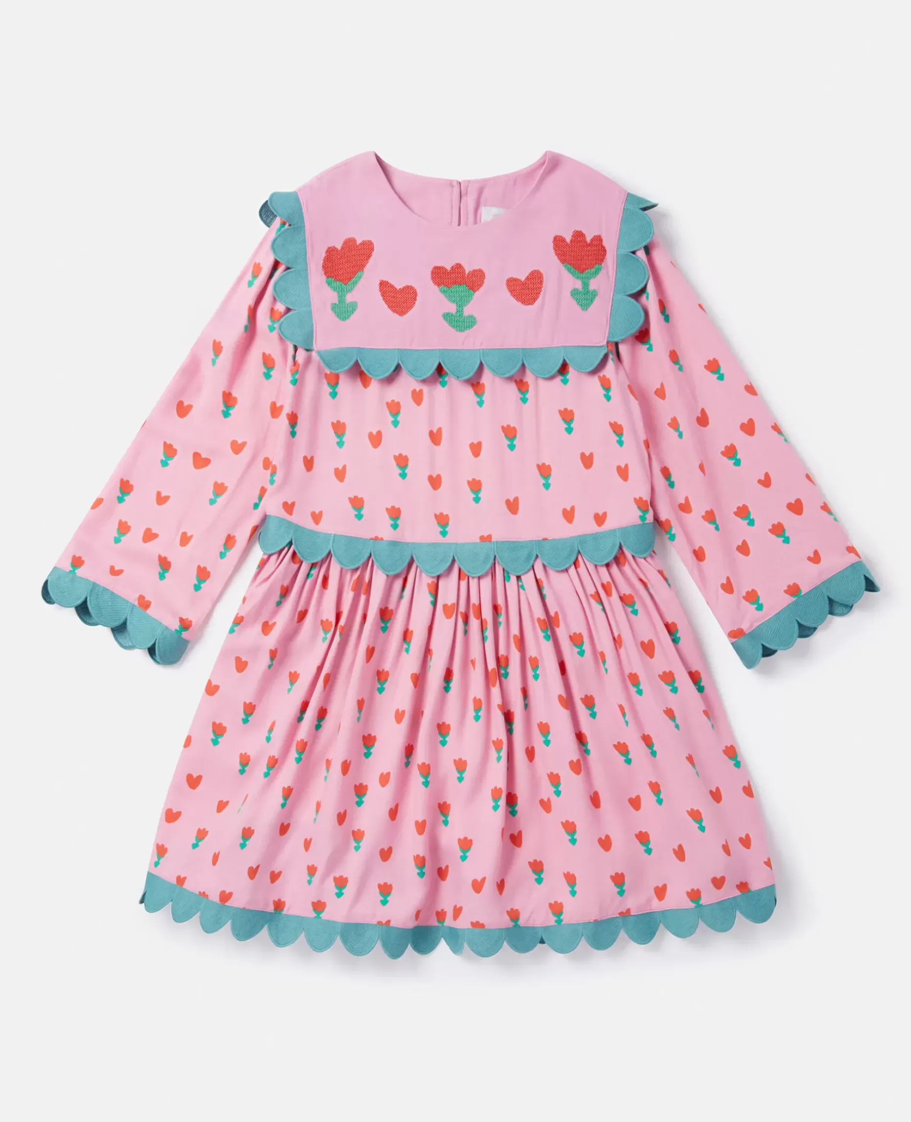 Folk Flower Print Collared Dress