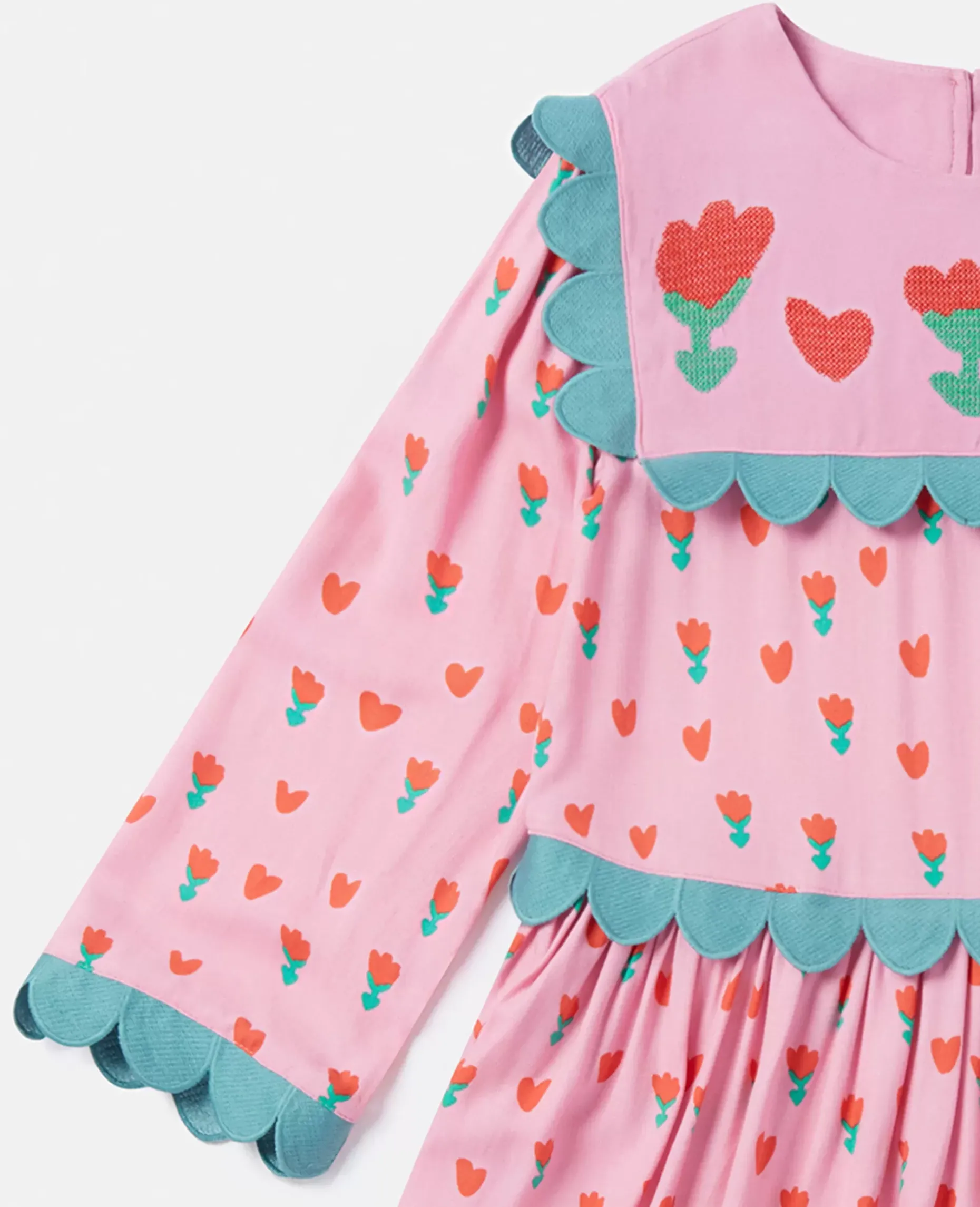 Folk Flower Print Collared Dress