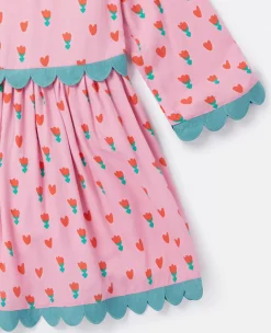 Folk Flower Print Collared Dress