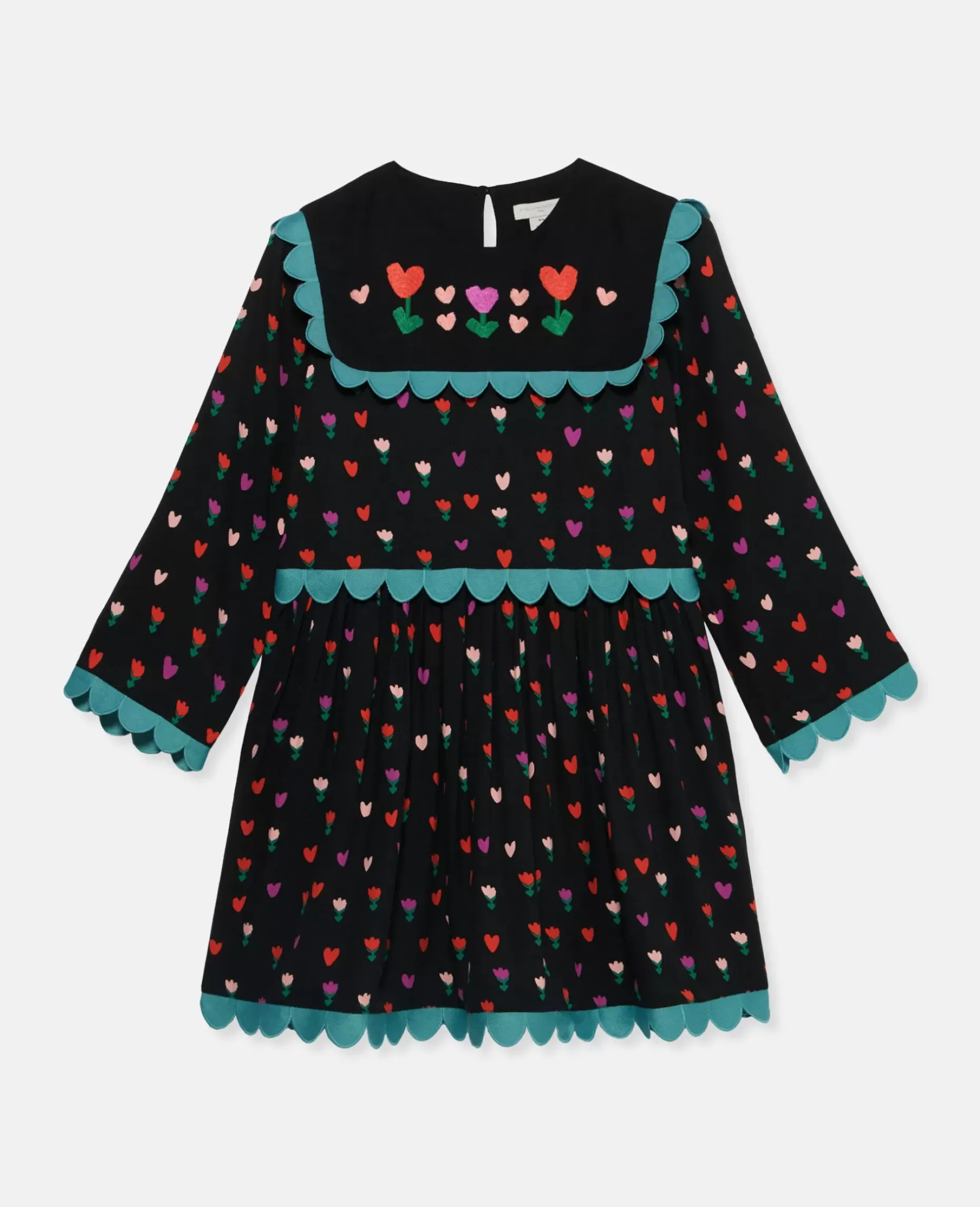 Folk Flower Print Collared Dress
